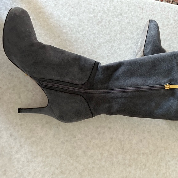 SERGIO ROSSI BOTFORT WOMEN TALL 👢 BOOTS SUEDE LEATHER GREY SIZE38 - Picture 6 of 13